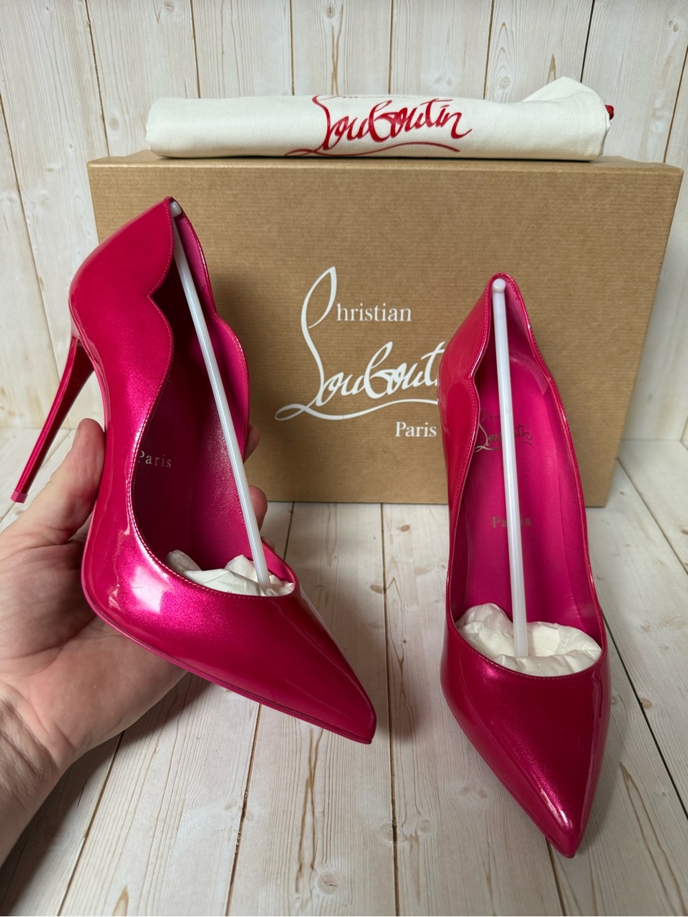 Christian Louboutin Hot Chick Patent Leather Pump Pinup Pink Sz 39 / 9 - Picture 7 of 13